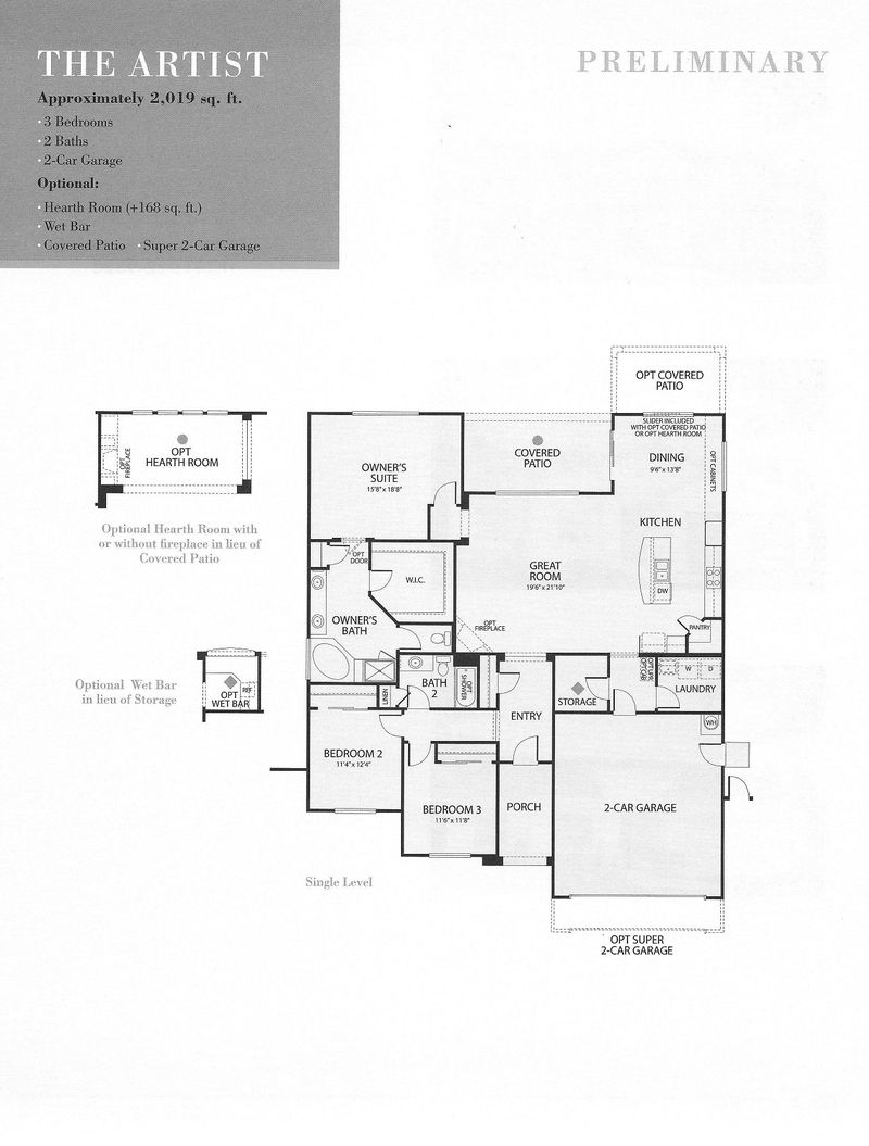 Floor plan of The Artist, 2,019 square feet