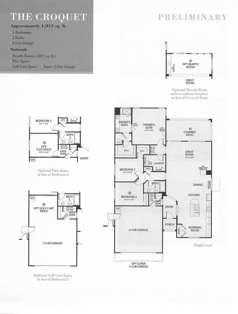 Floor plan of The Croquet, 1,912 square feet