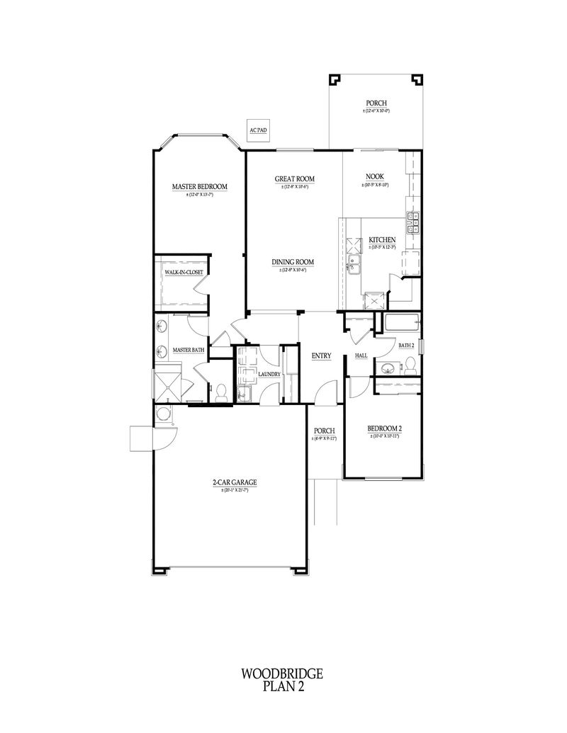 Floor plan of The Harpswell, 1,350 square feet