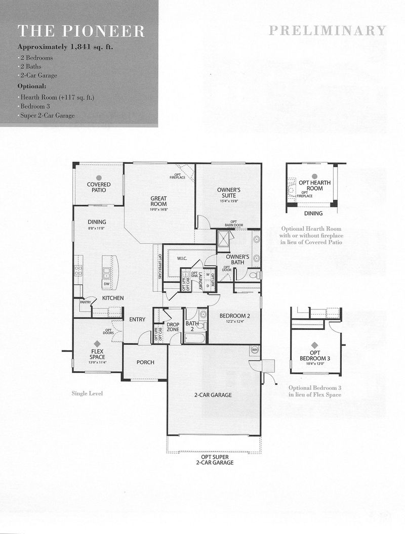 Floor plan of The Pioneer, 1,841 square feet